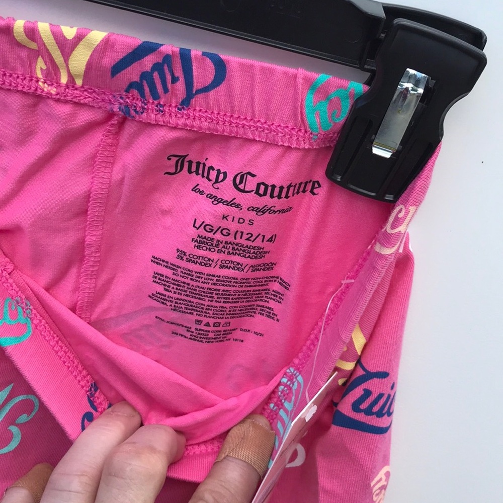 Girls NWT Juicy Couture Kids Azalea Pink Elastic Waist Biker Shorts Logo L 12/14